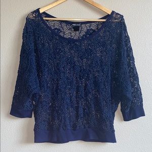 Wet seal navy blue lace top Juniors XL